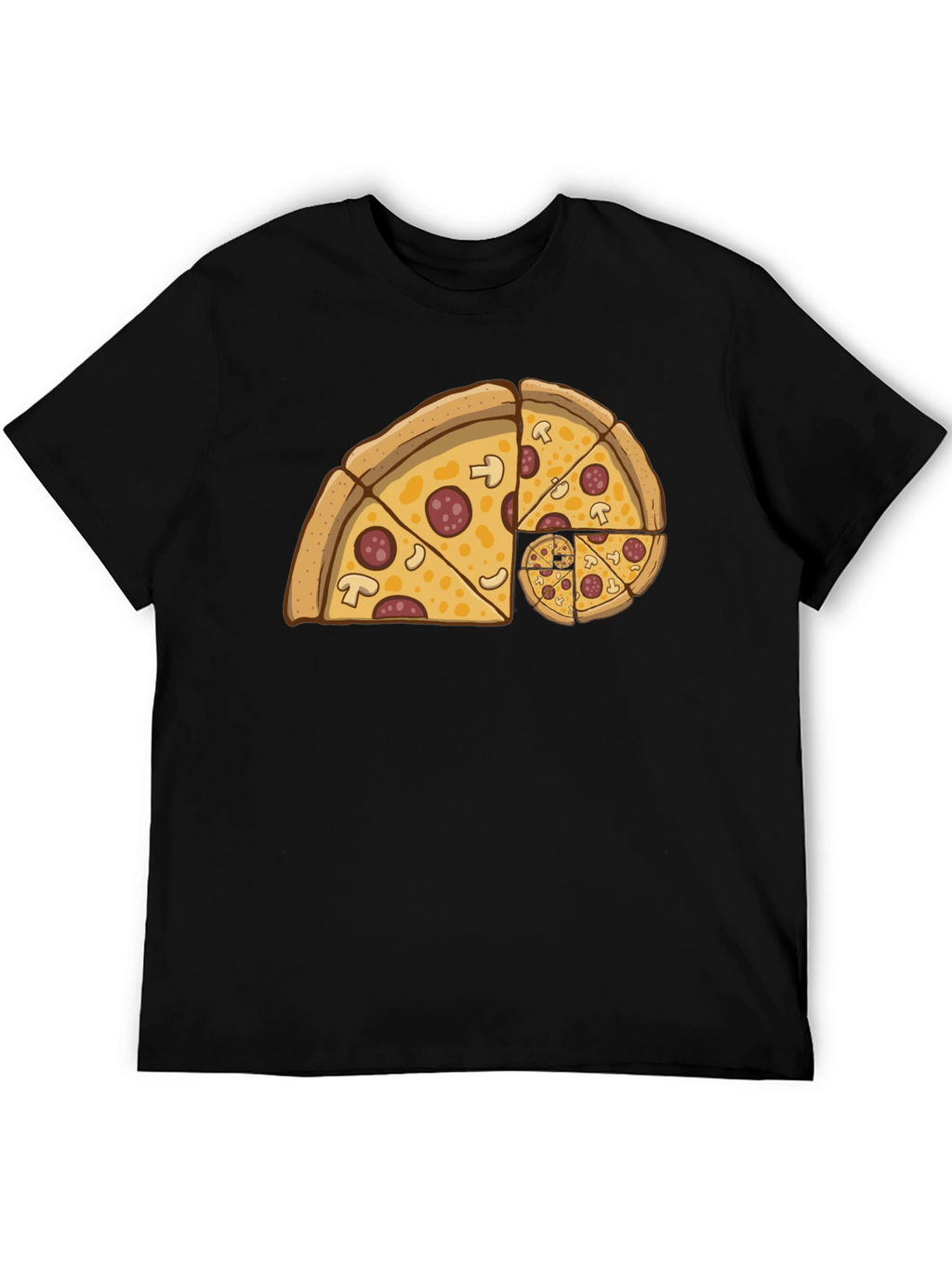 Fibonacci Pizza Slice Black T-Shirt