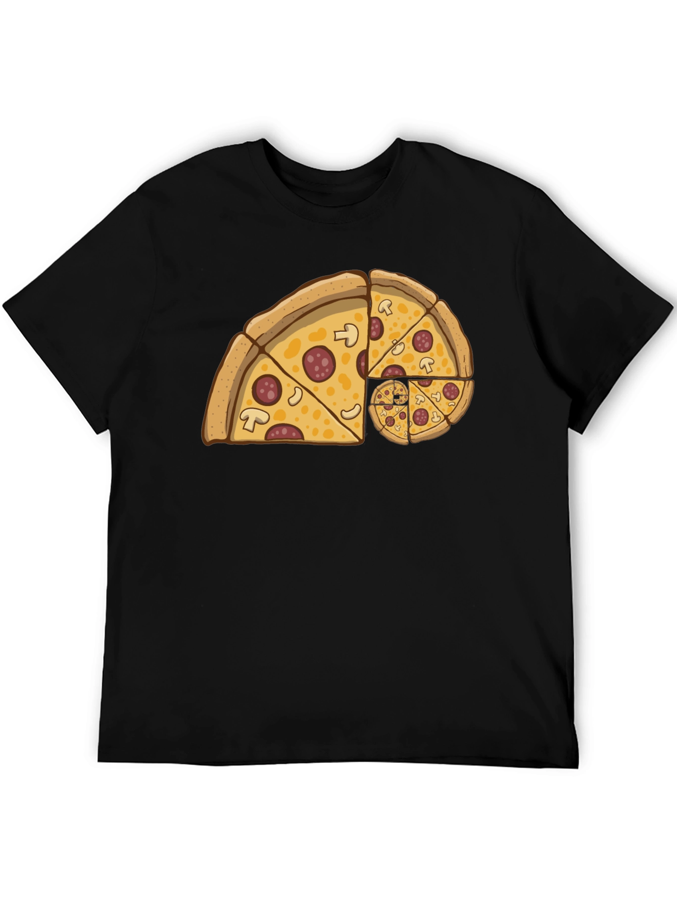 Fibonacci Pizza Slice Black T-Shirt