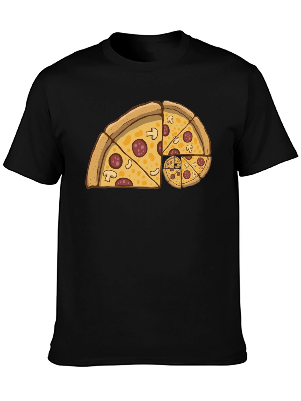 Fibonacci Pizza Slice Black T-Shirt