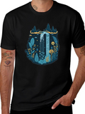Nature Waterfall Graphic Black T-Shirt