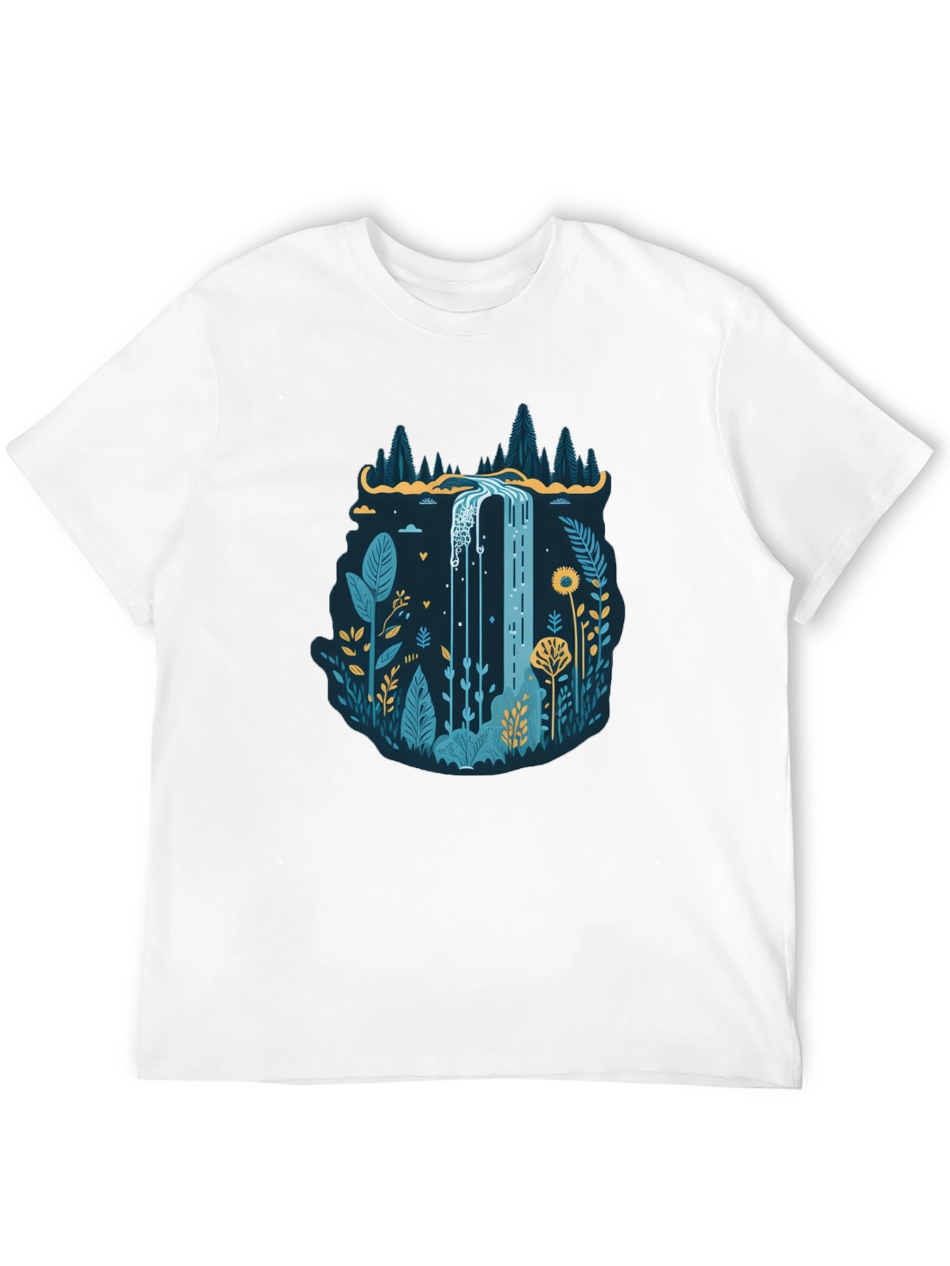 Nature Waterfall Graphic Black T-Shirt