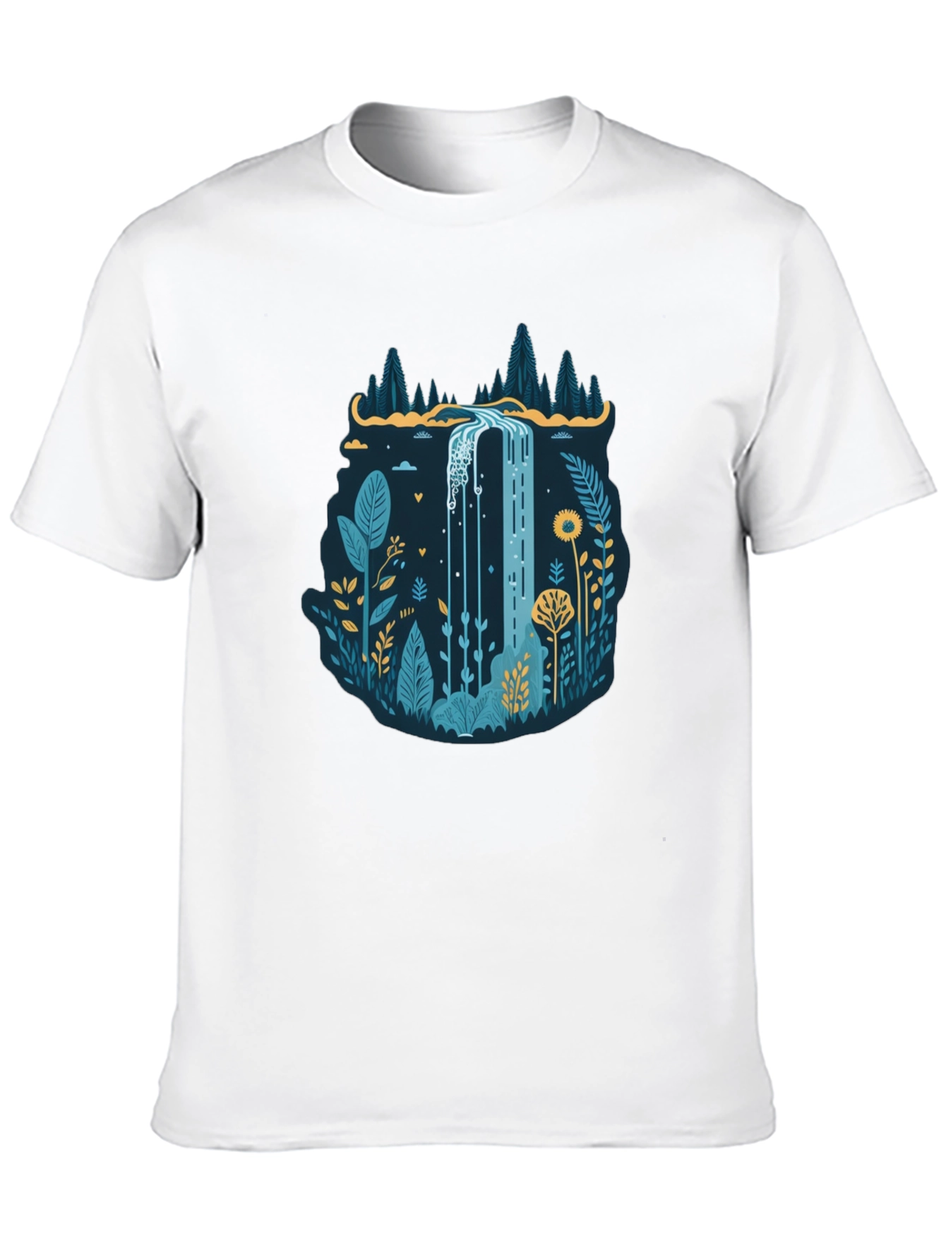 Nature Waterfall Graphic Black T-Shirt