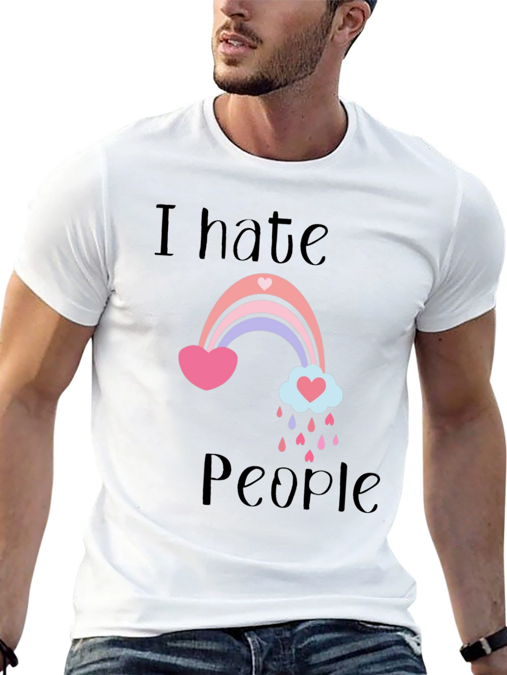 I Hate People Rainbow Graphic T-Shirt