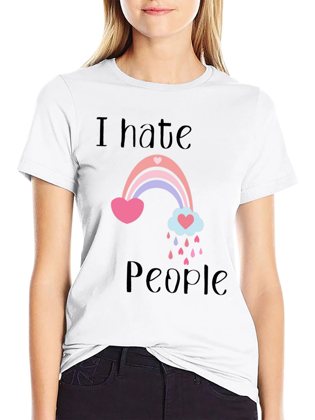 I Hate People Rainbow Graphic T-Shirt