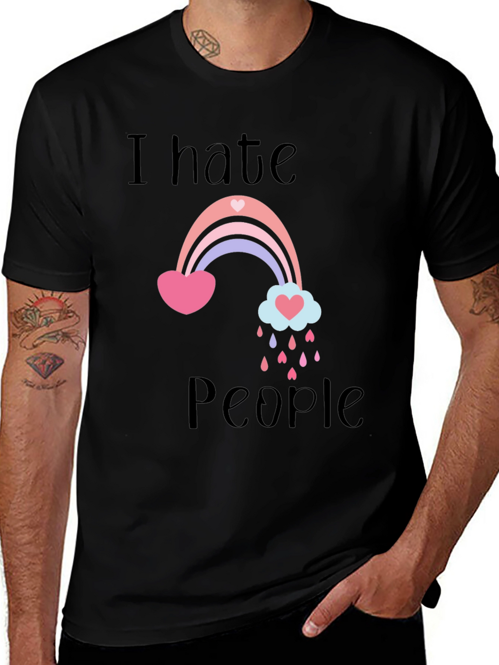 I Hate People Rainbow Graphic T-Shirt