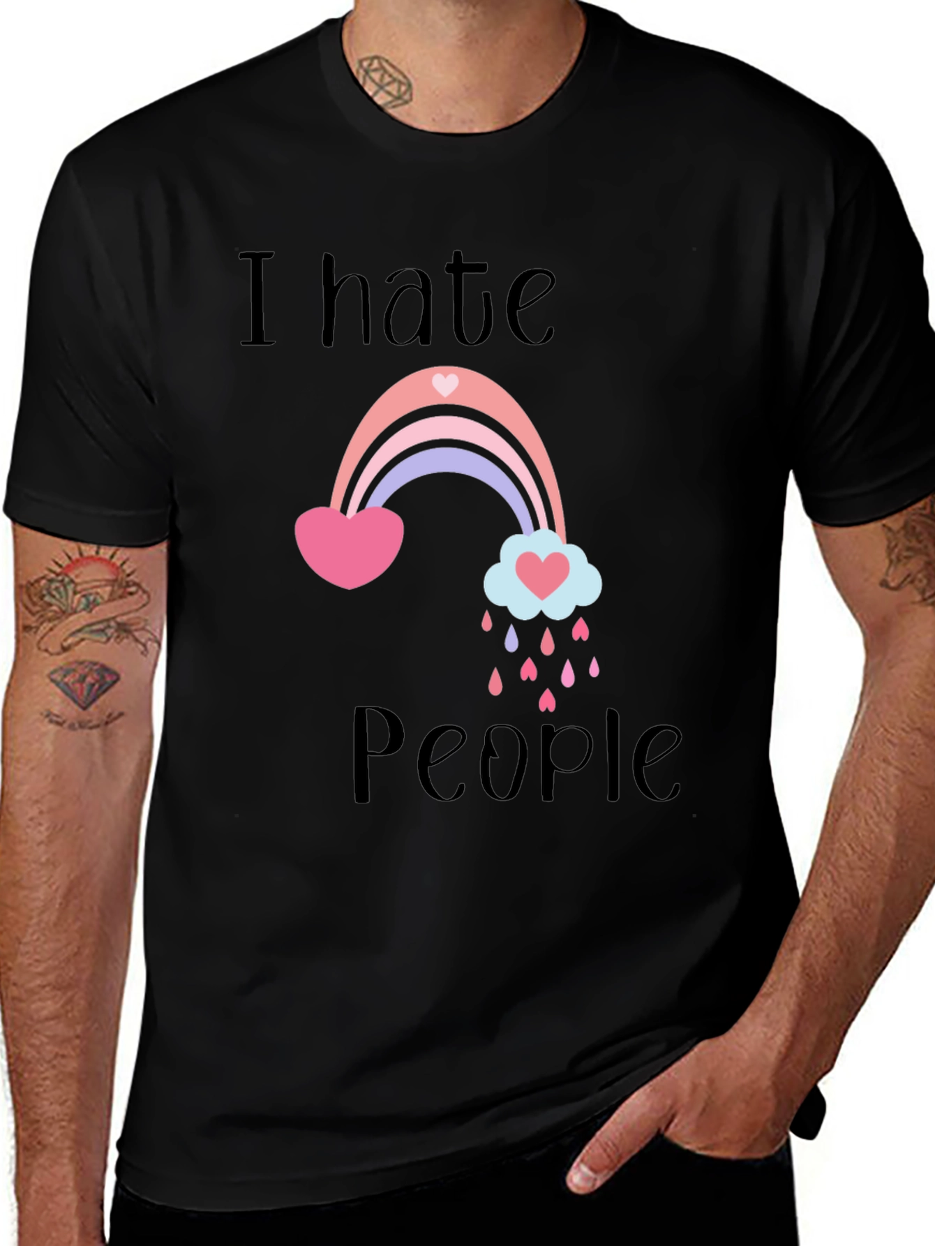 I Hate People Rainbow Graphic T-Shirt