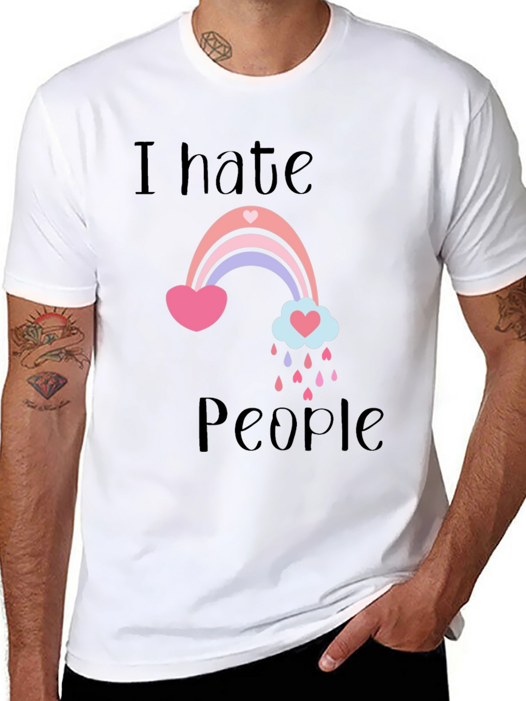 I Hate People Rainbow Graphic T-Shirt