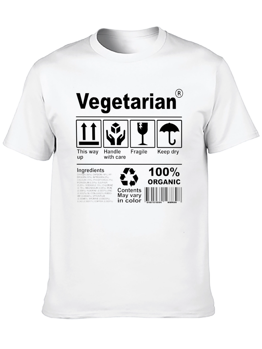 Vegetarian Organic T-Shirt - Novelty Graphic Tee