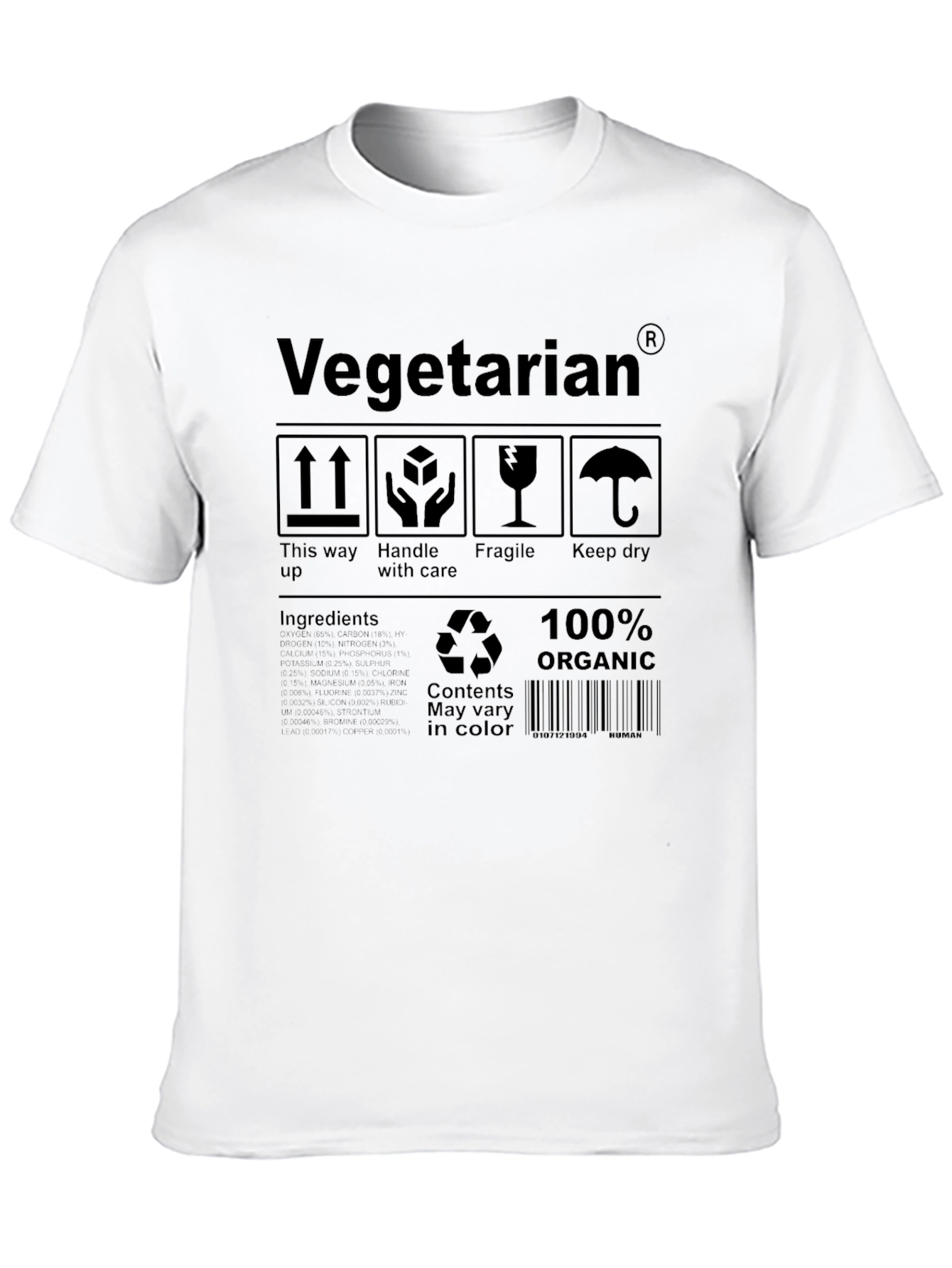 Vegetarian Organic T-Shirt - Novelty Graphic Tee