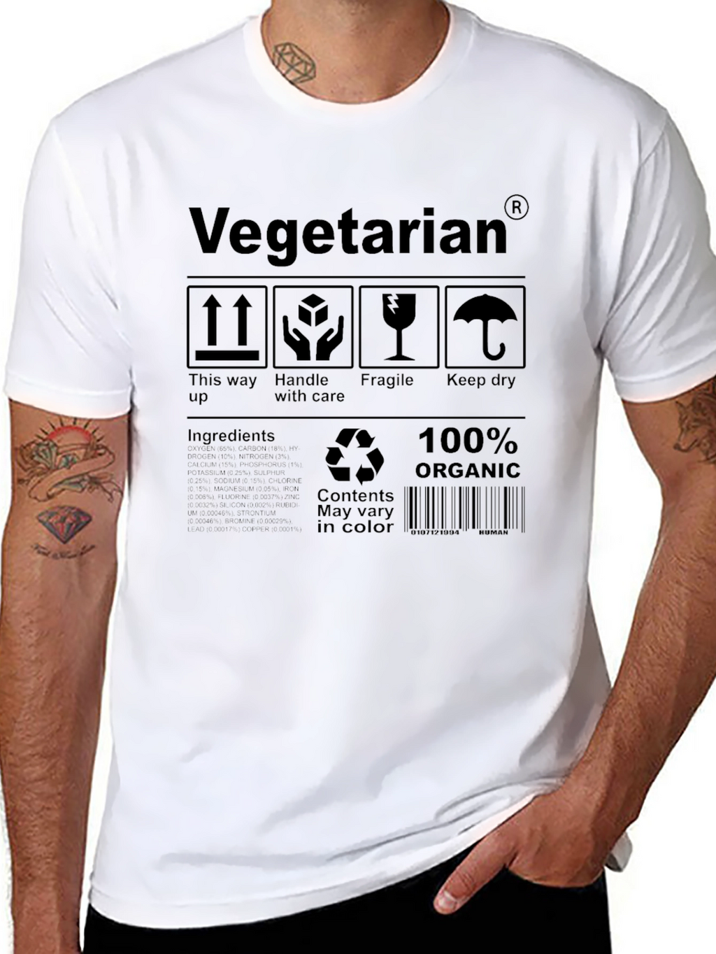 Vegetarian Organic T-Shirt - Novelty Graphic Tee
