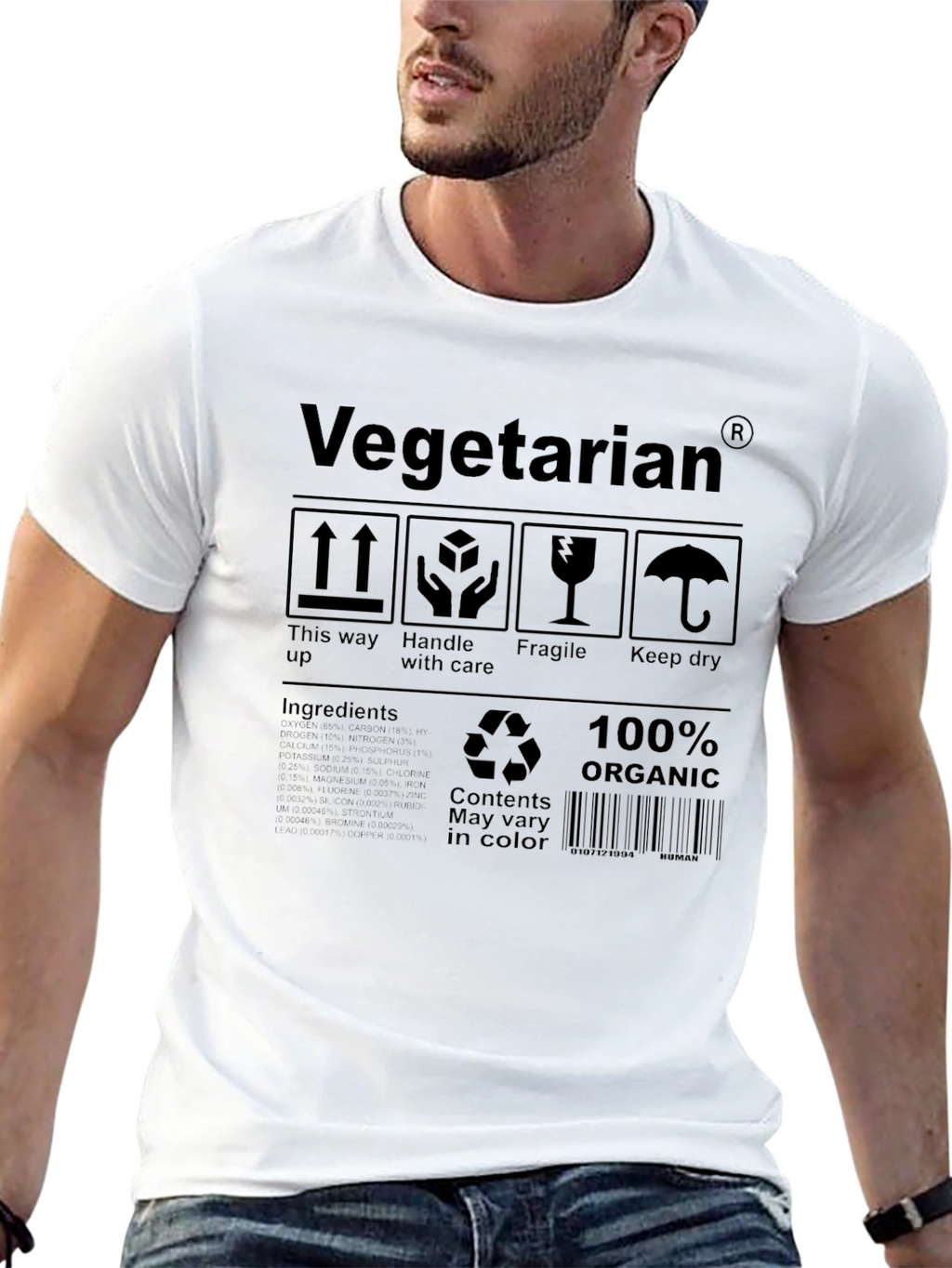 Vegetarian Organic T-Shirt - Novelty Graphic Tee