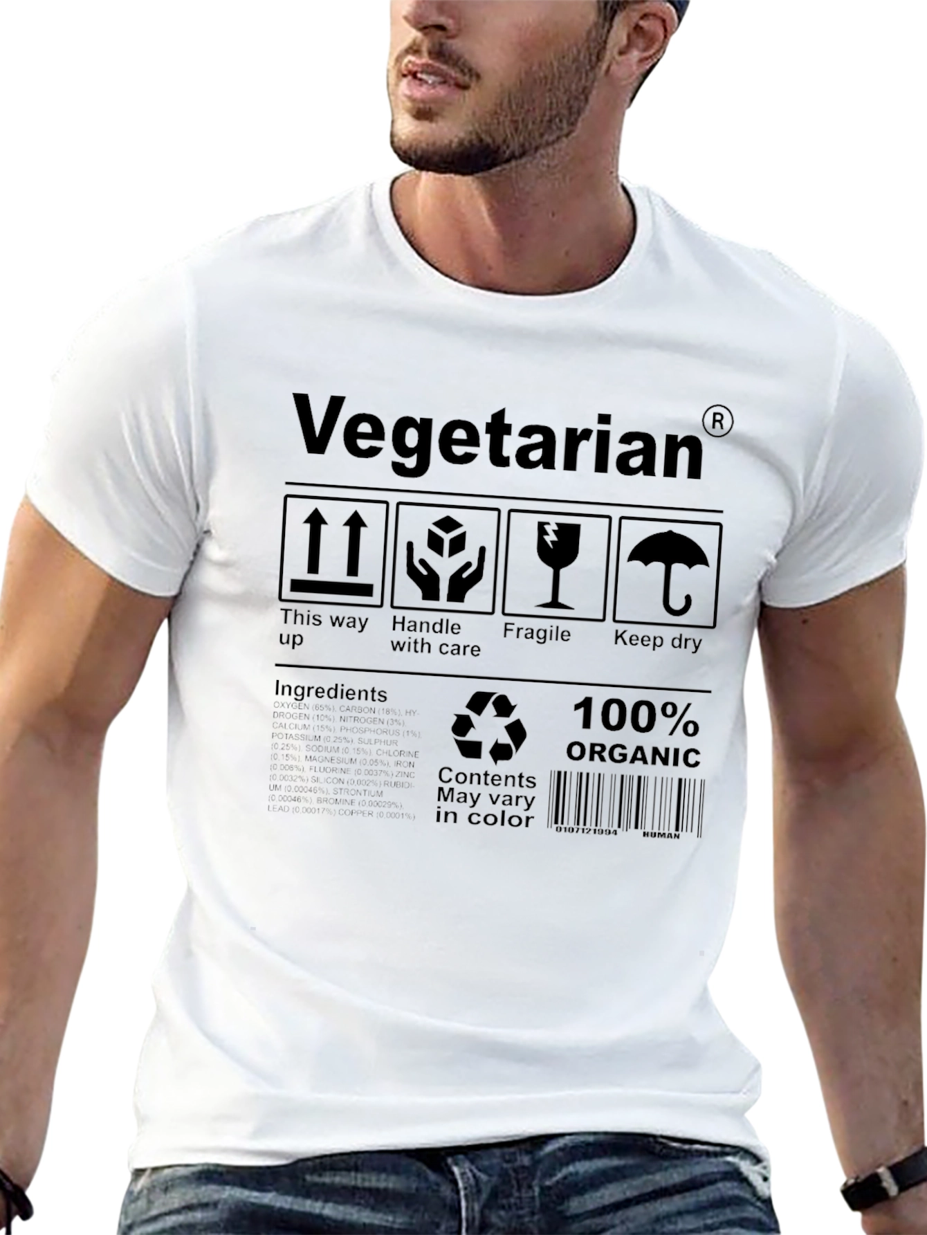 Vegetarian Organic T-Shirt - Novelty Graphic Tee
