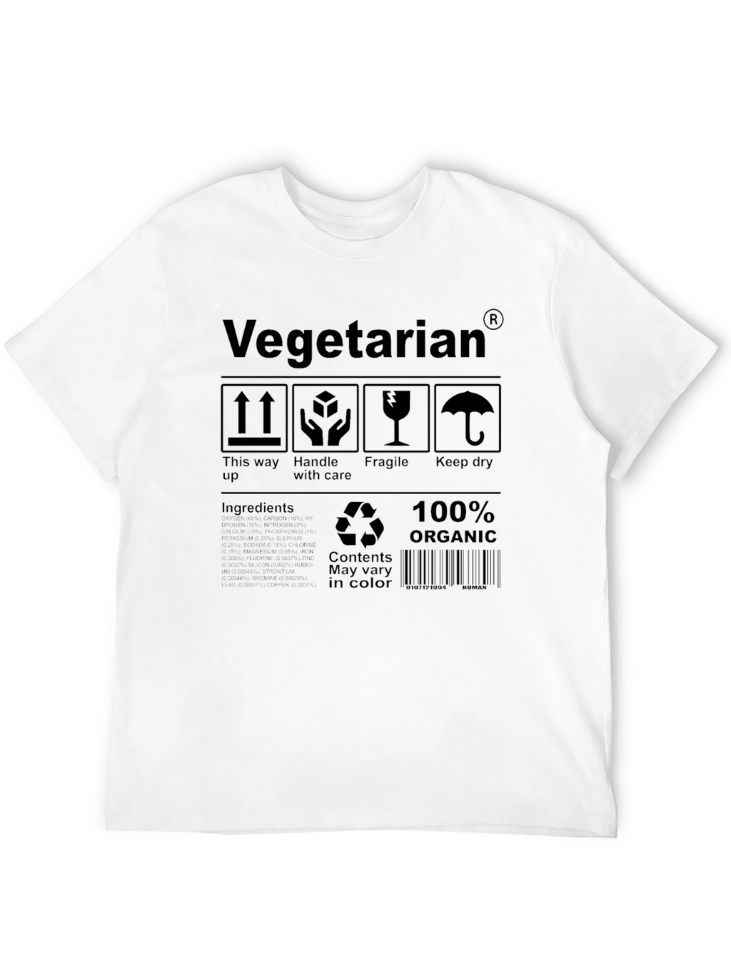 Vegetarian Organic T-Shirt - Novelty Graphic Tee