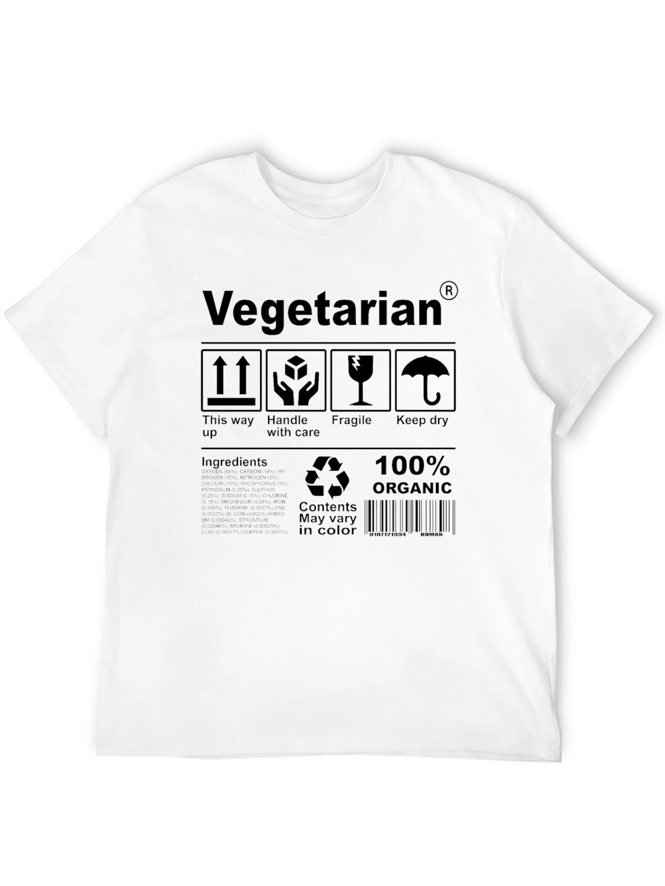 Vegetarian Organic T-Shirt - Novelty Graphic Tee