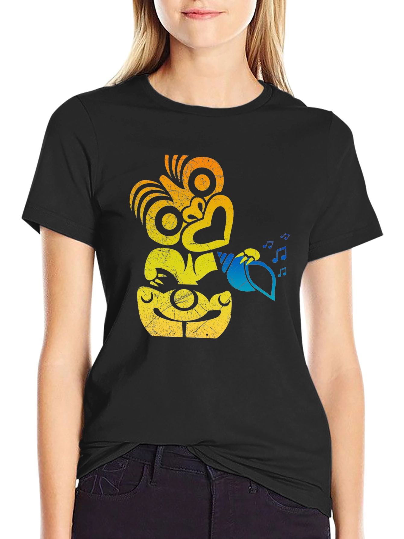 Retro Tiki Musician Graphic T-Shirt