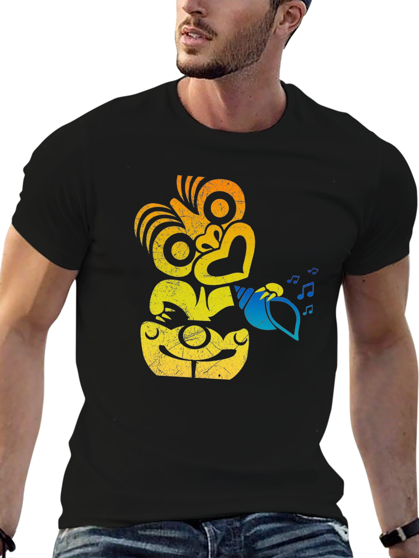 Retro Tiki Musician Graphic T-Shirt