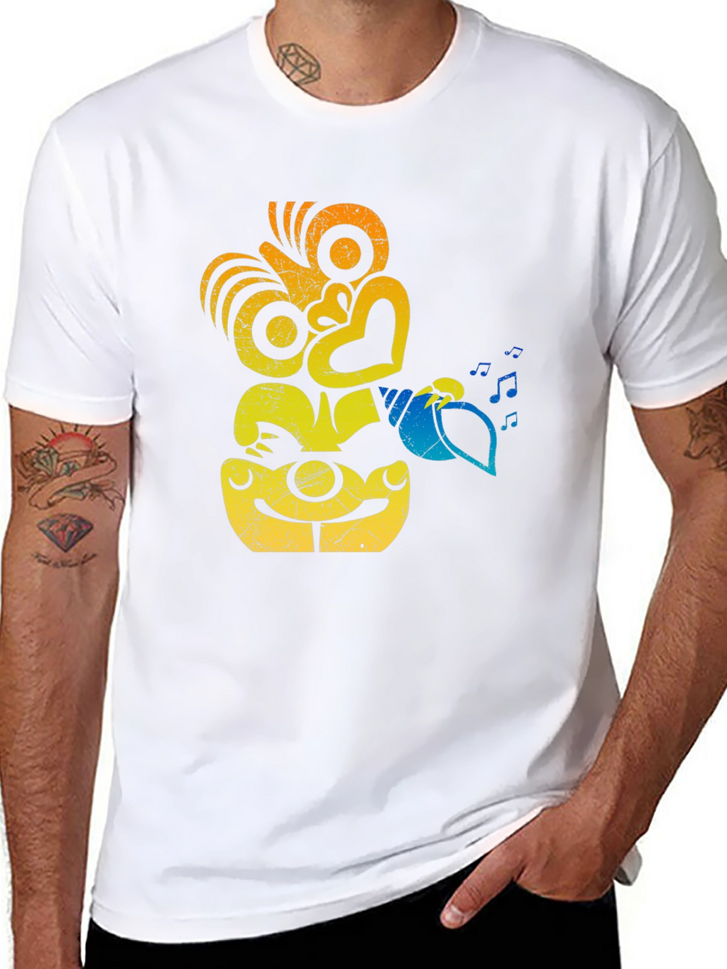 Retro Tiki Musician Graphic T-Shirt