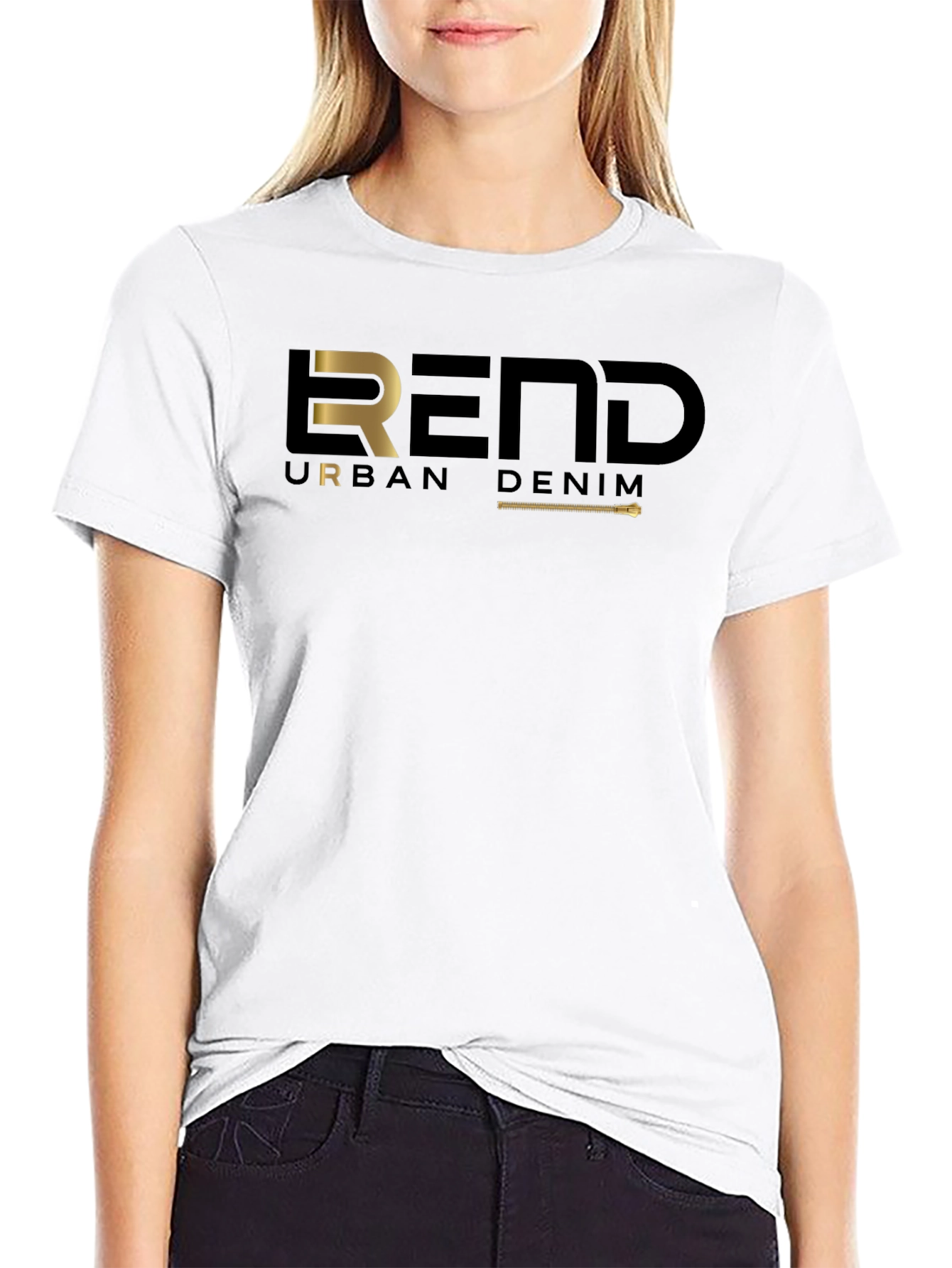 Trendy Black REND Urban Denim Graphic Tee