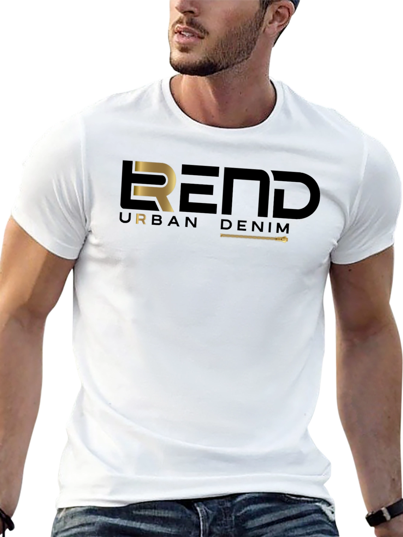 Trendy Black REND Urban Denim Graphic Tee