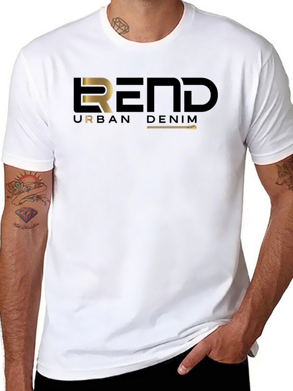 Trendy Black REND Urban Denim Graphic Tee