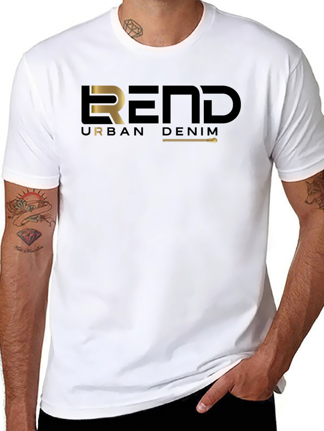 Trendy Black REND Urban Denim Graphic Tee