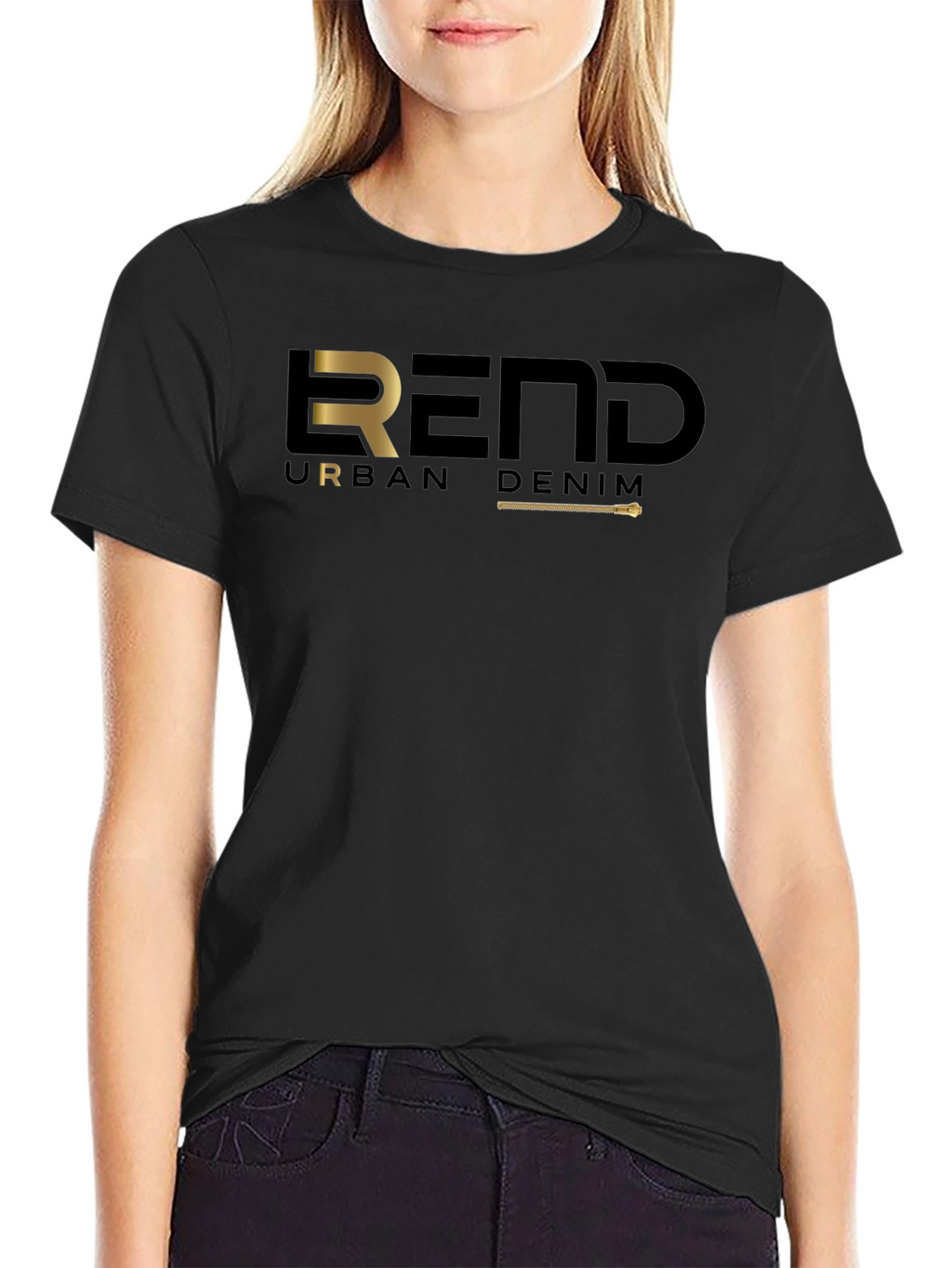 Trendy Black REND Urban Denim Graphic Tee