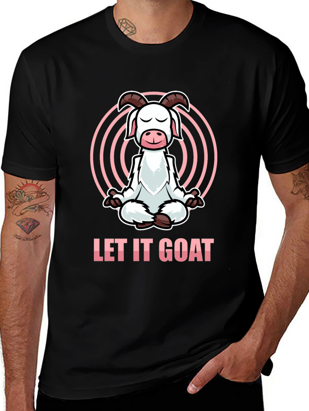Let It Goat Meditation T-Shirt - Funny Yoga Design