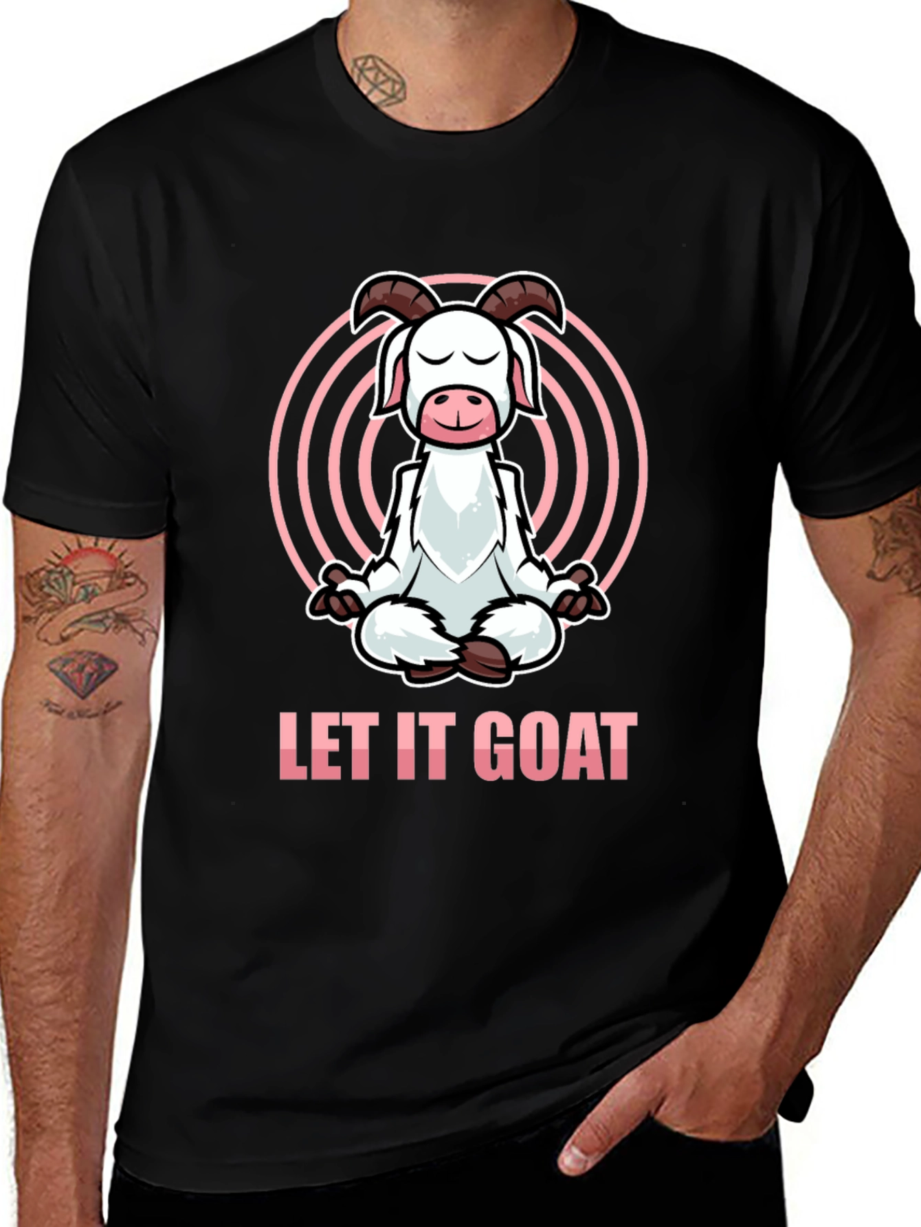 Let It Goat Meditation T-Shirt - Funny Yoga Design