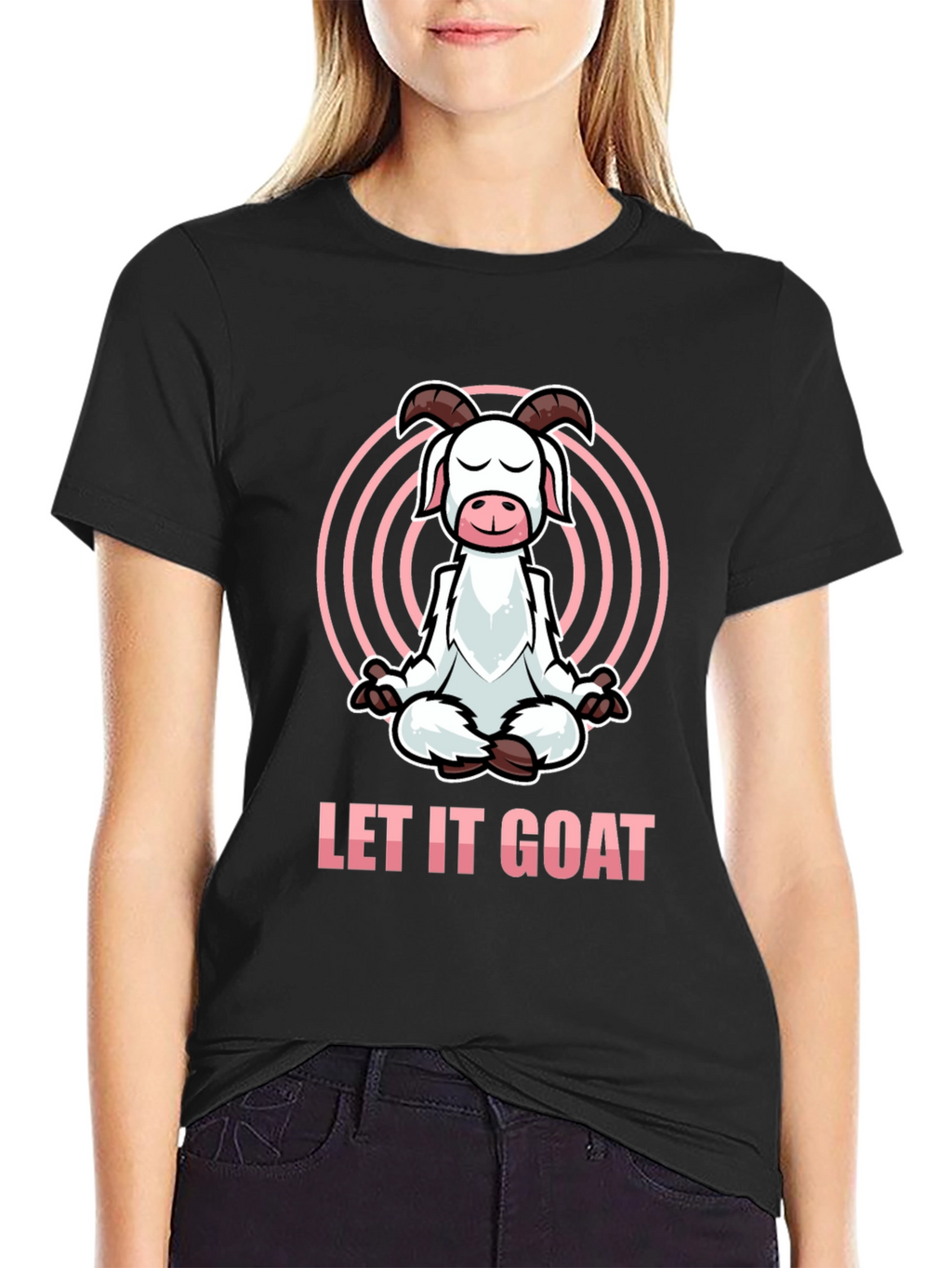 Let It Goat Meditation T-Shirt - Funny Yoga Design
