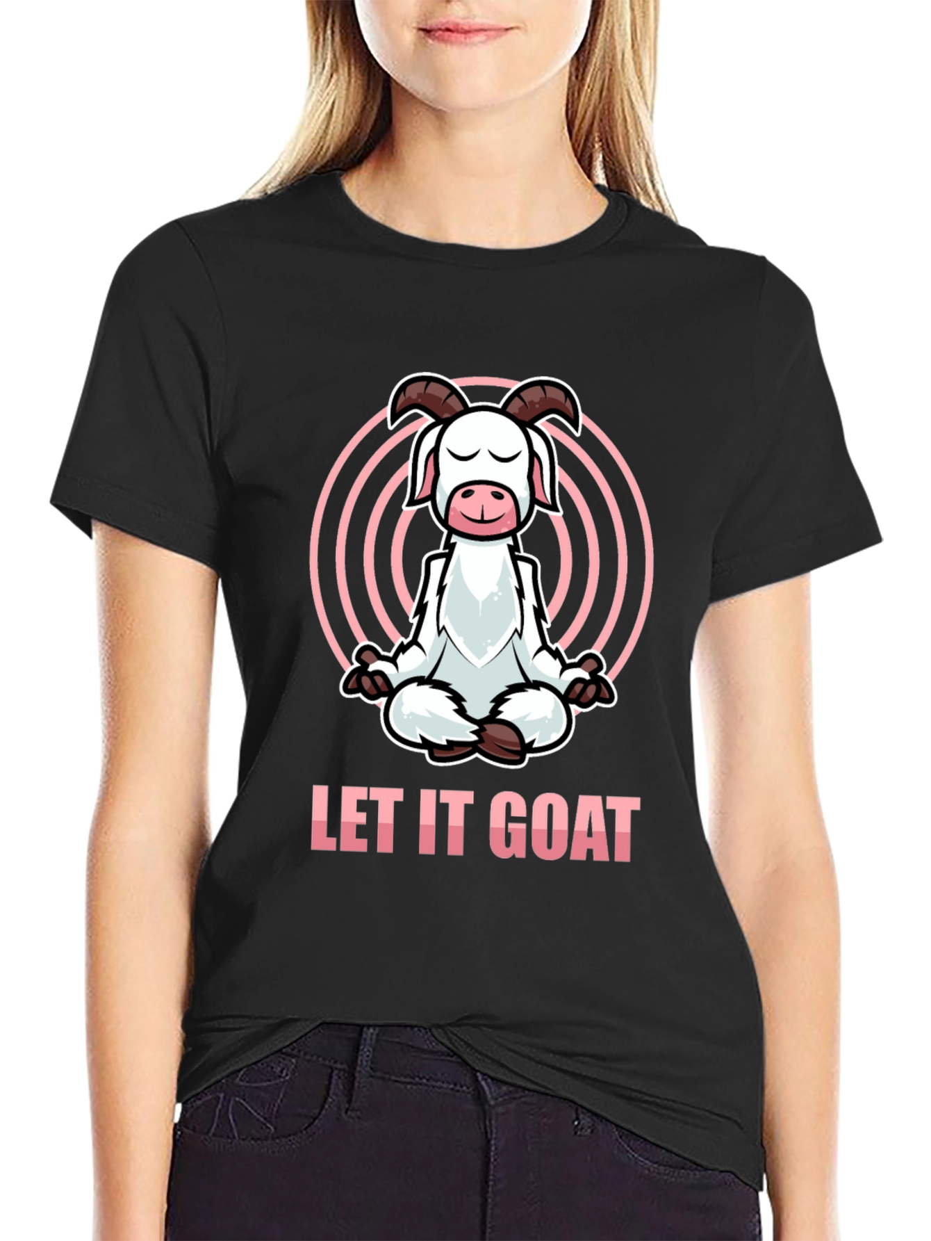 Let It Goat Meditation T-Shirt - Funny Yoga Design