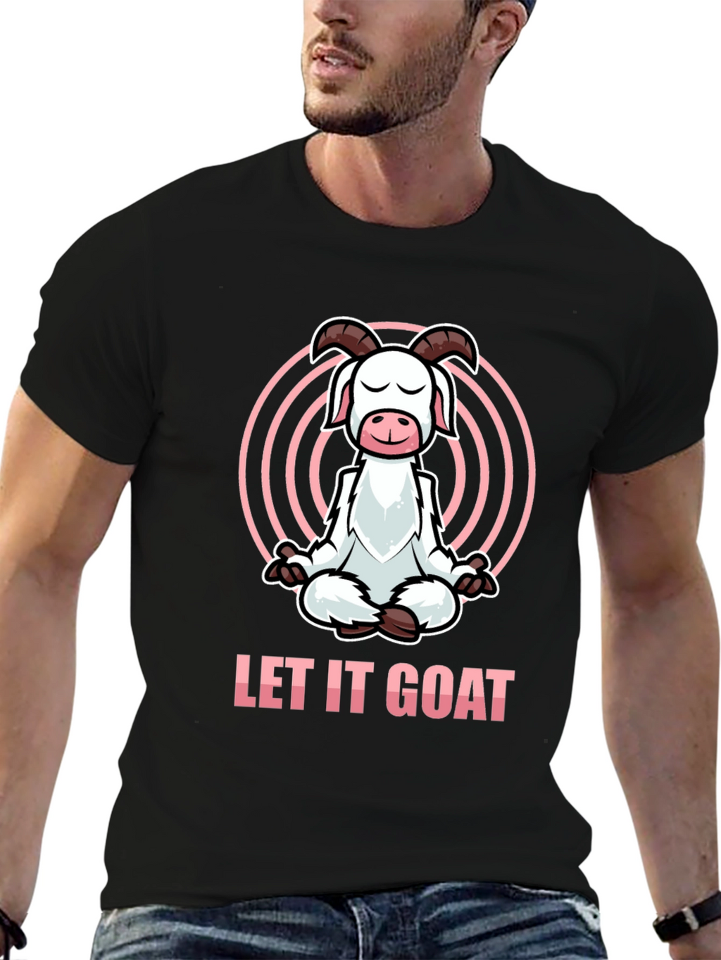 Let It Goat Meditation T-Shirt - Funny Yoga Design