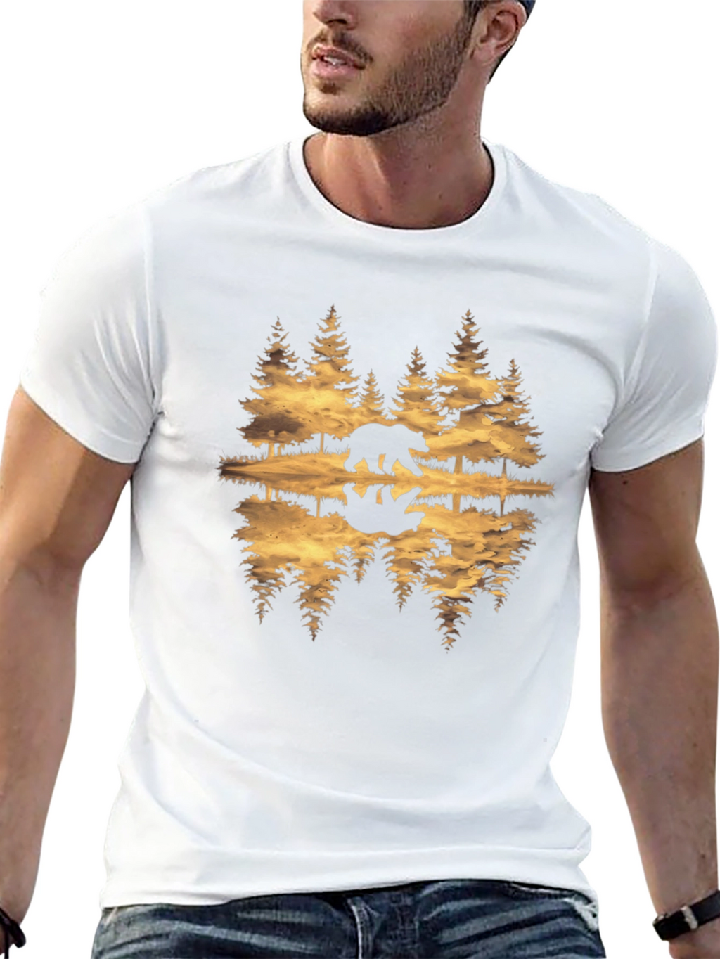 Bear Reflection Graphic Tee - Nature Inspired T-Shirt
