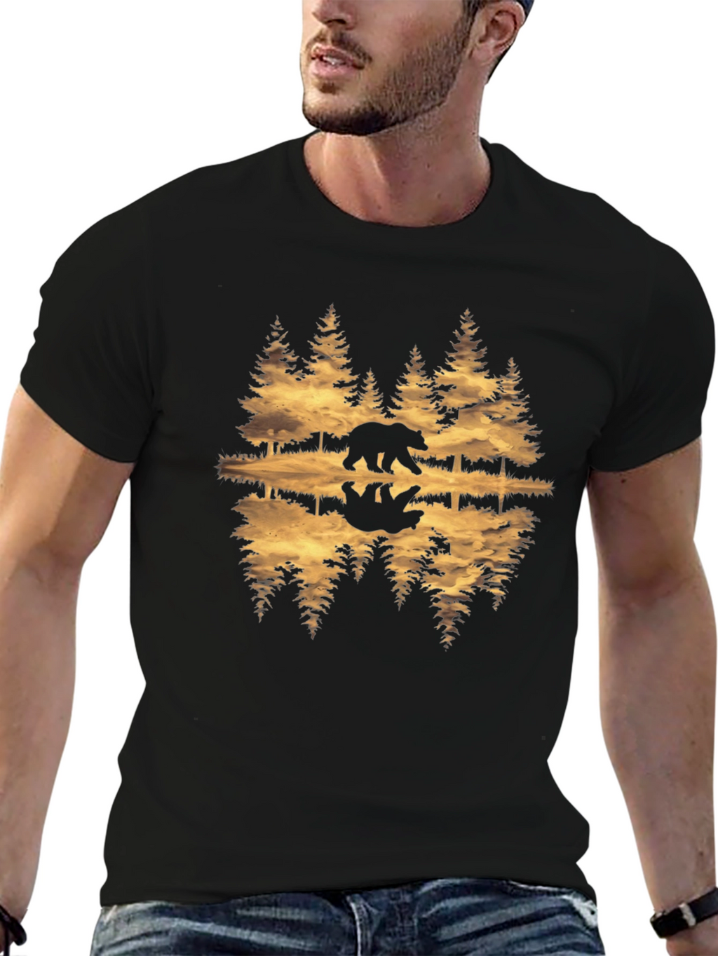 Bear Reflection Graphic Tee - Nature Inspired T-Shirt