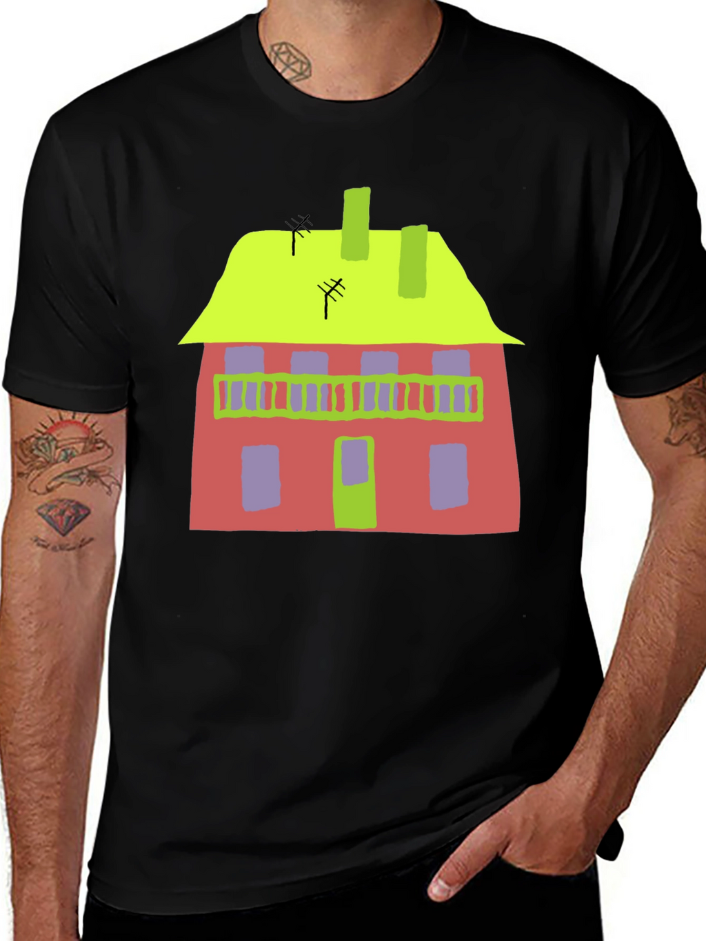 Abstract House Graphic Tee - Quirky Style