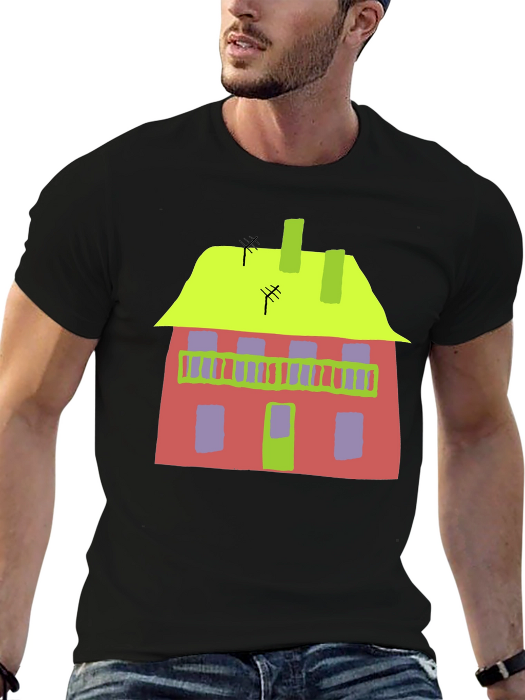 Abstract House Graphic Tee - Quirky Style