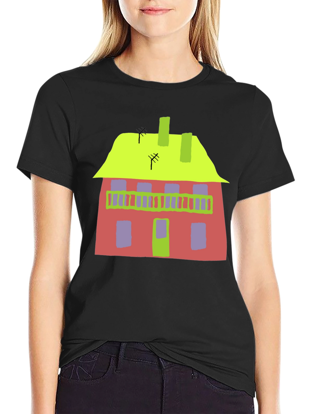 Abstract House Graphic Tee - Quirky Style