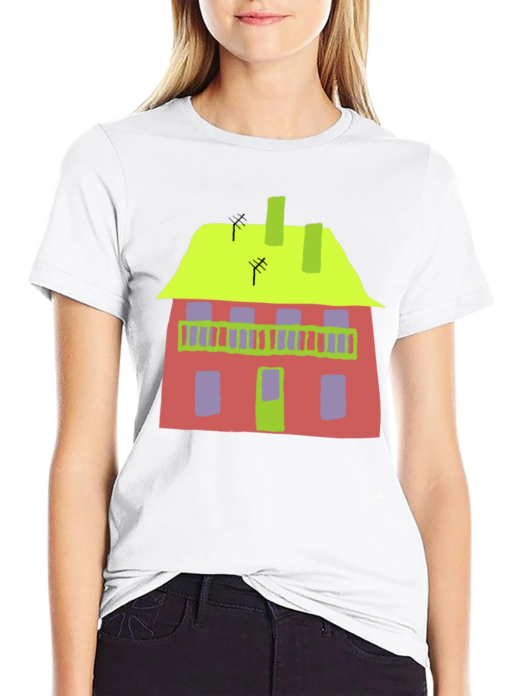 Abstract House Graphic Tee - Quirky Style