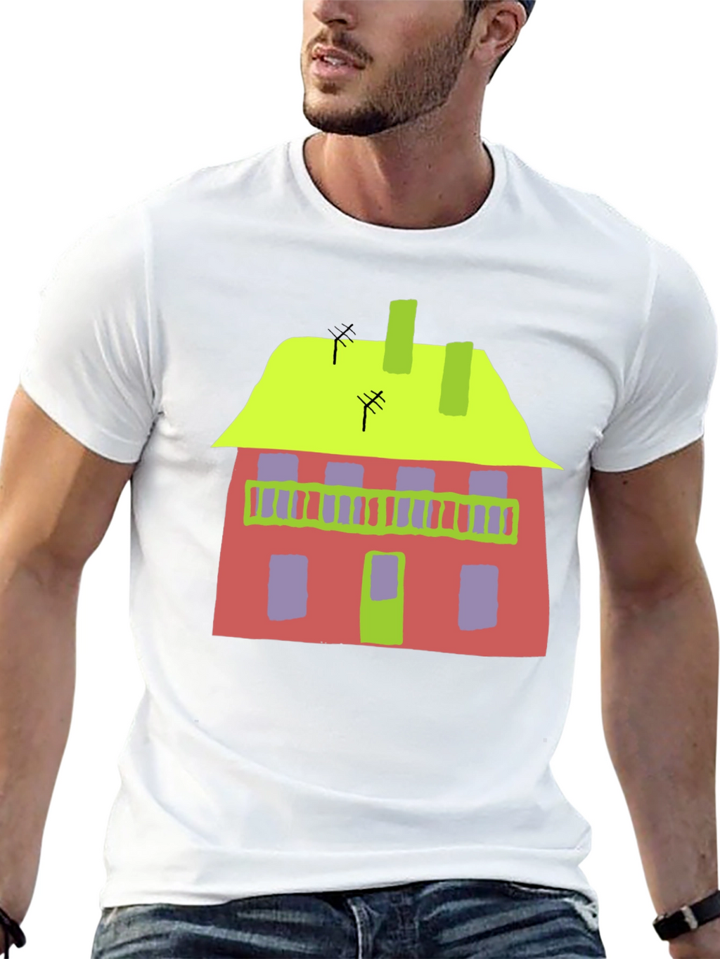 Abstract House Graphic Tee - Quirky Style