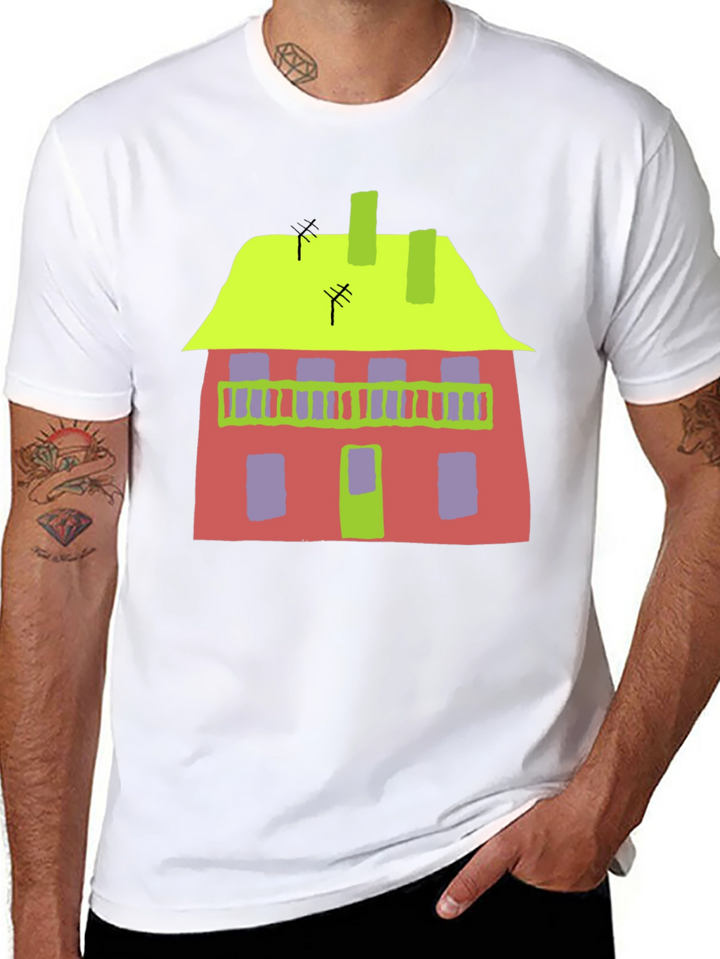 Abstract House Graphic Tee - Quirky Style