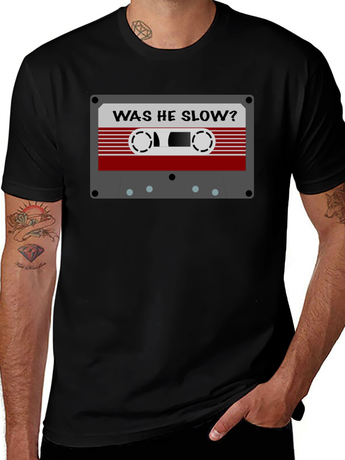 Retro Cassette Tape Graphic Tee - Was He Slow?