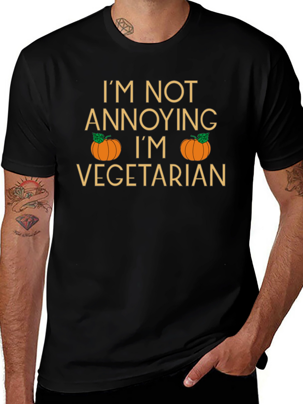 Vegetarian Pumpkin Graphic Tee - Black