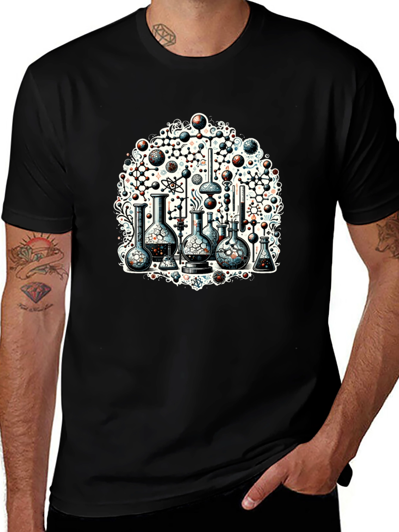 Science Chemistry Print Black T-Shirt