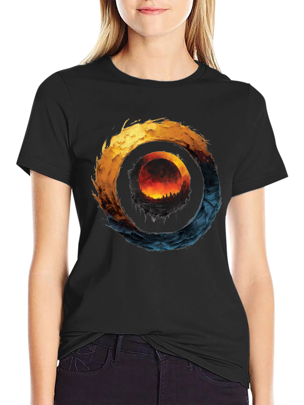 Fire and Ice Graphic T-Shirt - Unique Design