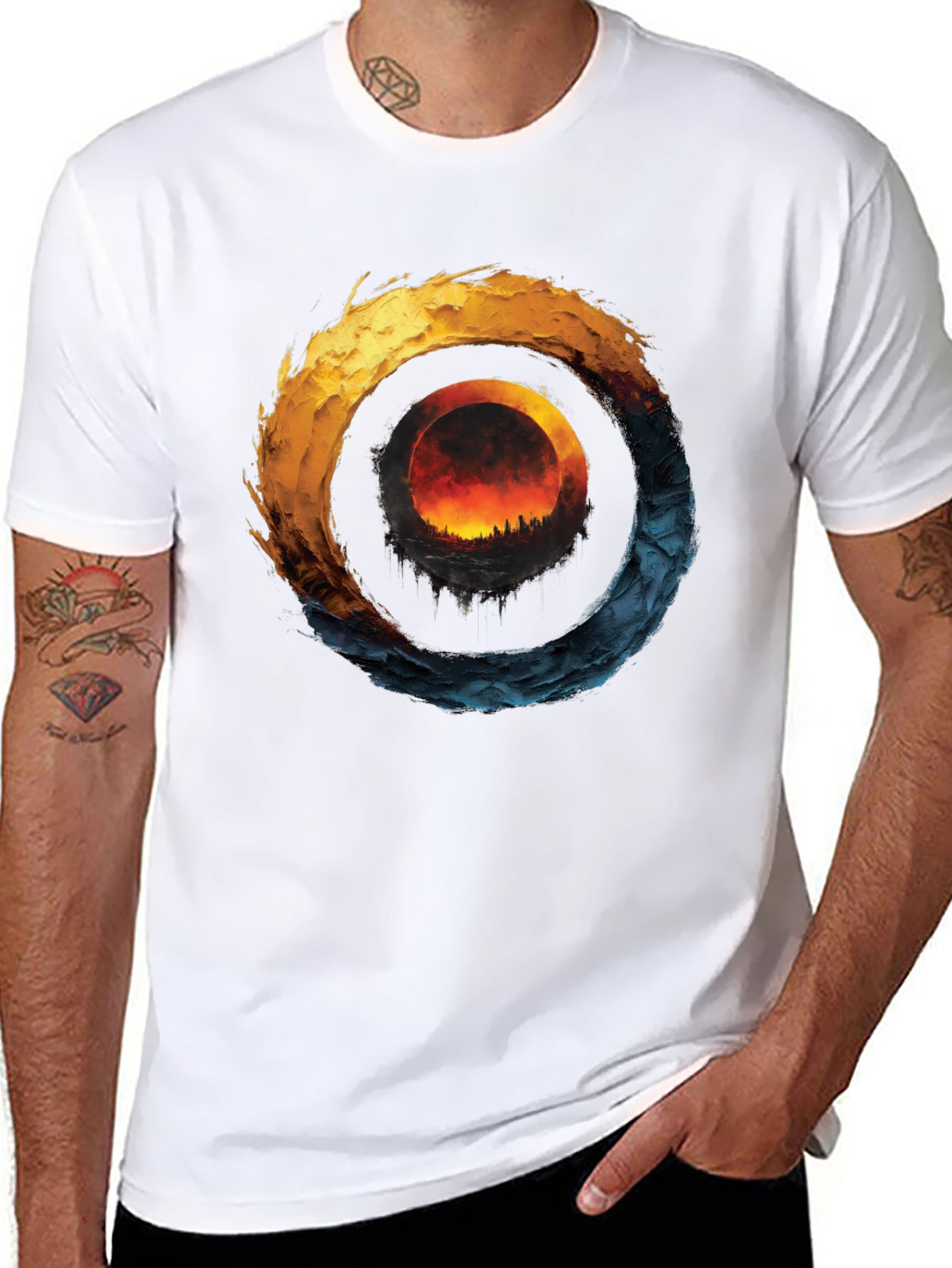Fire and Ice Graphic T-Shirt - Unique Design
