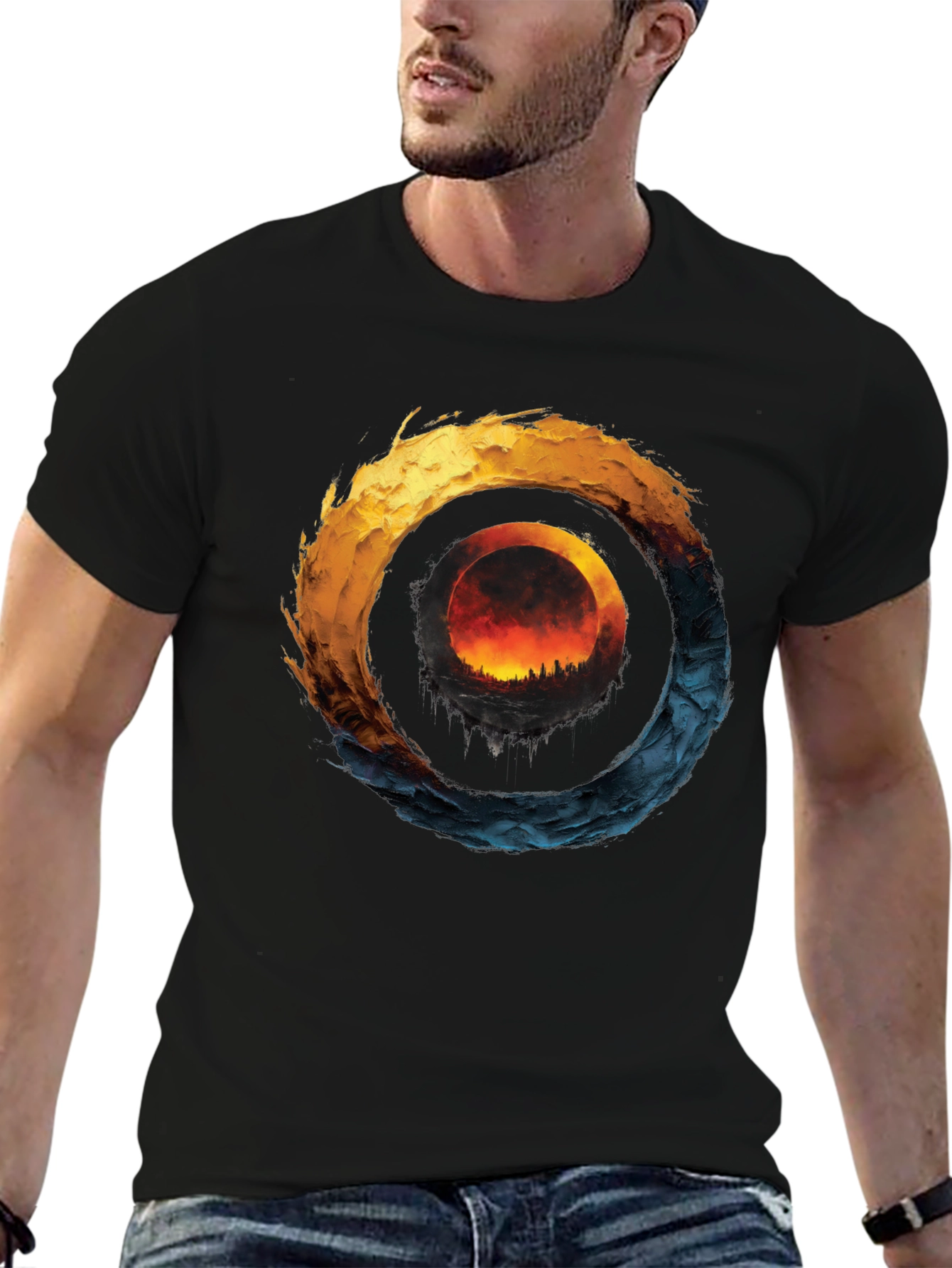 Fire and Ice Graphic T-Shirt - Unique Design