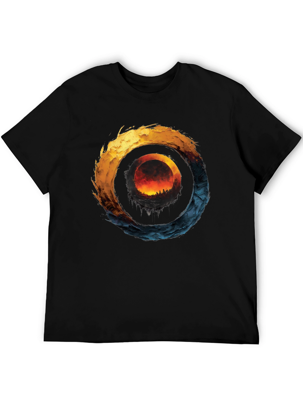 Fire and Ice Graphic T-Shirt - Unique Design