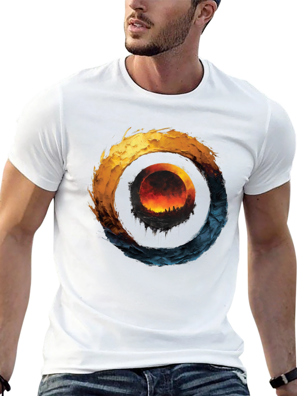 Fire and Ice Graphic T-Shirt - Unique Design