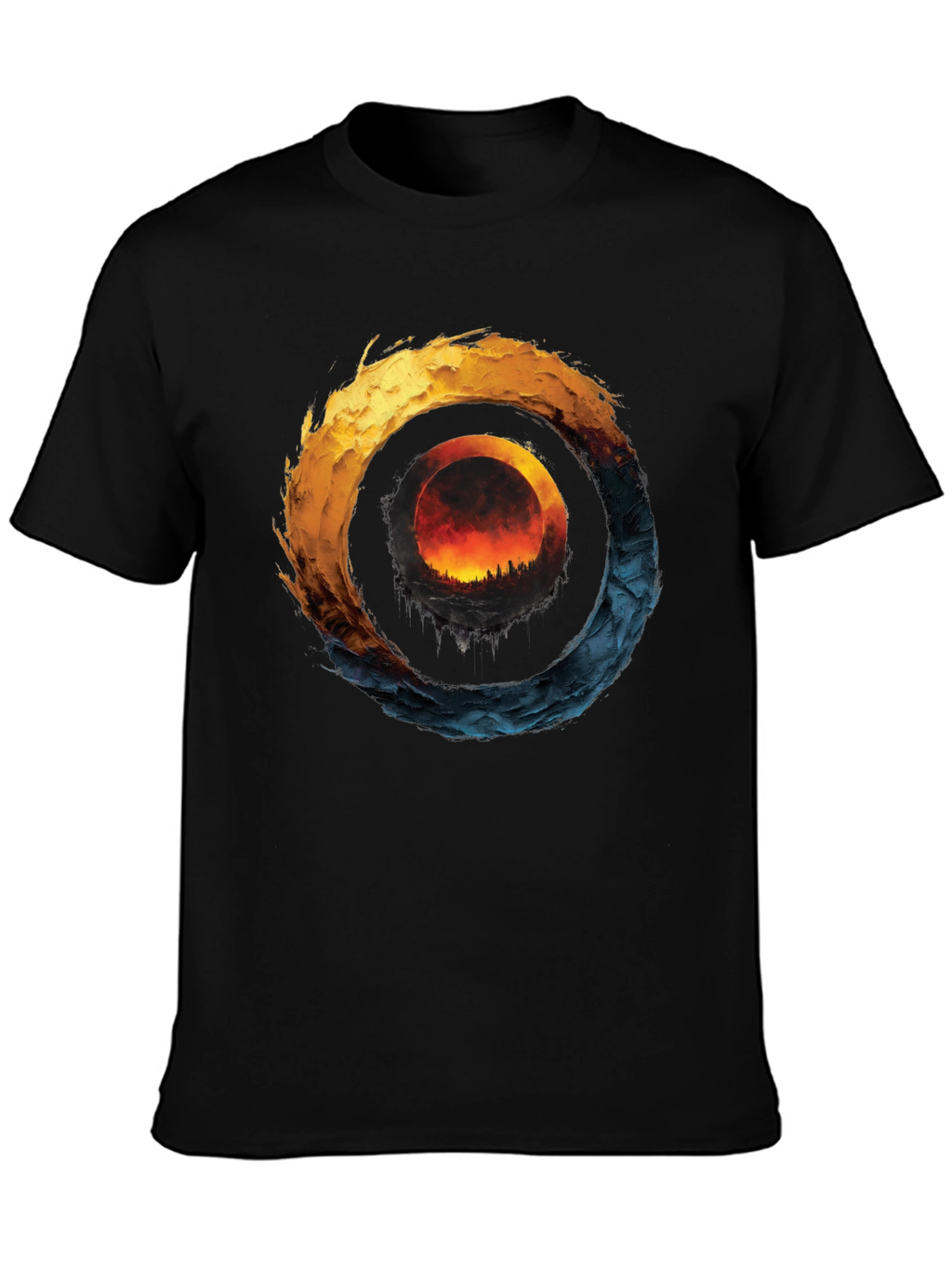 Fire and Ice Graphic T-Shirt - Unique Design