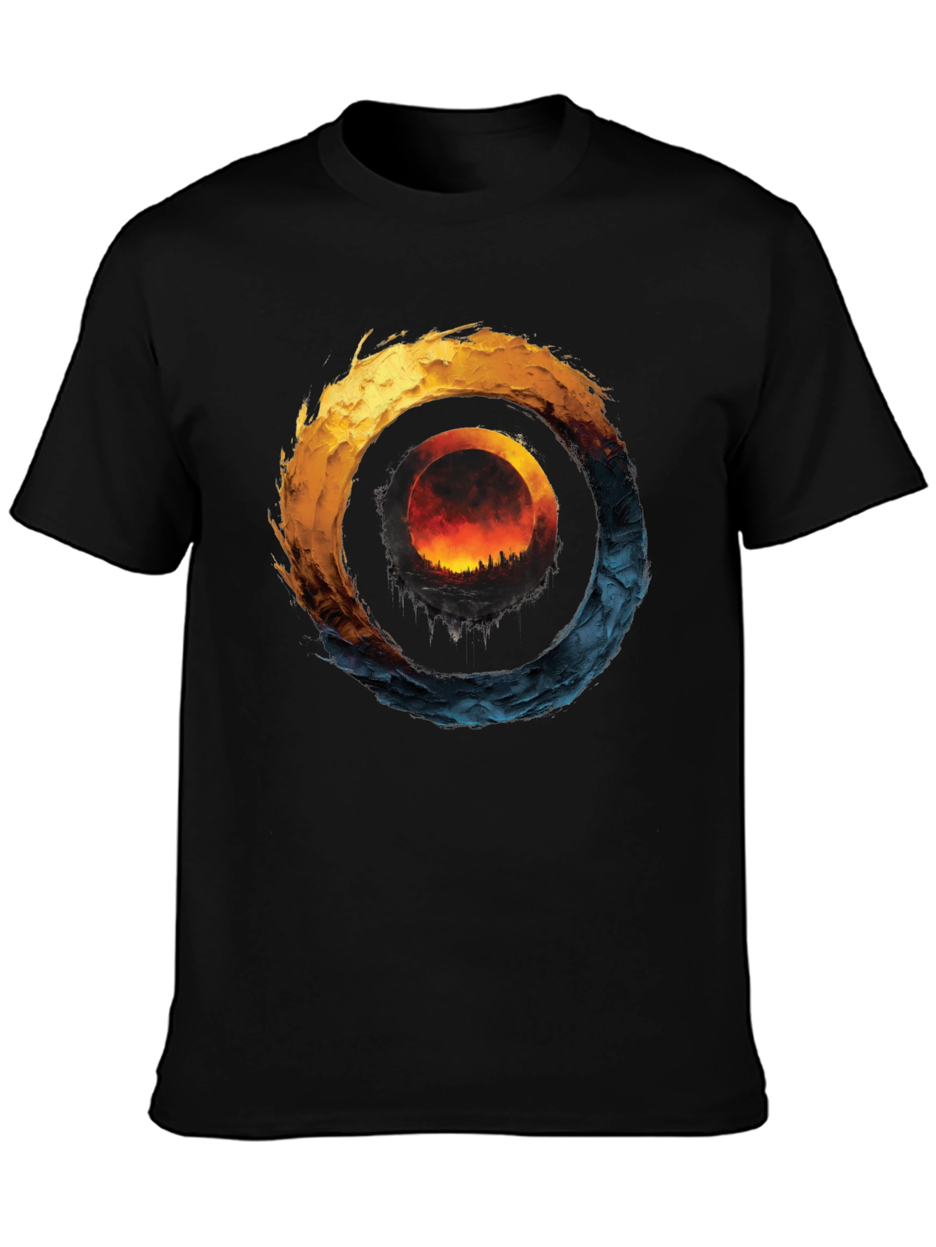 Fire and Ice Graphic T-Shirt - Unique Design