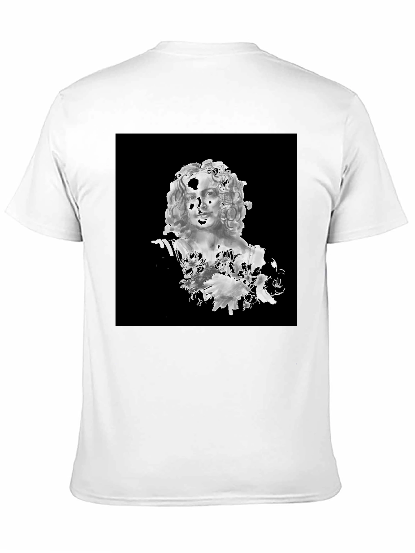 Black T-Shirt with Bust Art Graphic
